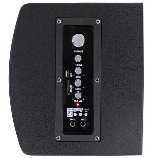 500W STEREO KARAOKE SYSTEM WITH BLUETOOTH, MP3, FM, LED LIGHT EFFECTS AND WIRELESS VOCAL MICROPHONE